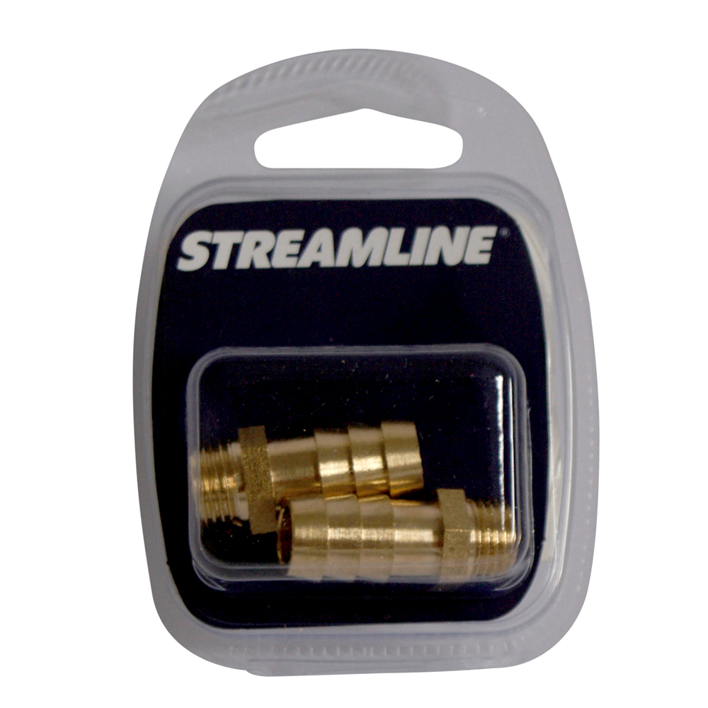 Brass ¼ inch M x 12mm Hosetail, merchandised in pack of 2